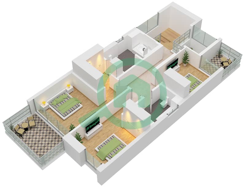 المخططات الطابقية لتصميم النموذج / الوحدة B / UNIT 3BR(M) فیلا 3 غرف نوم - ذا إيكرز Type B Unit 3BR(M) First Floor interactive3D