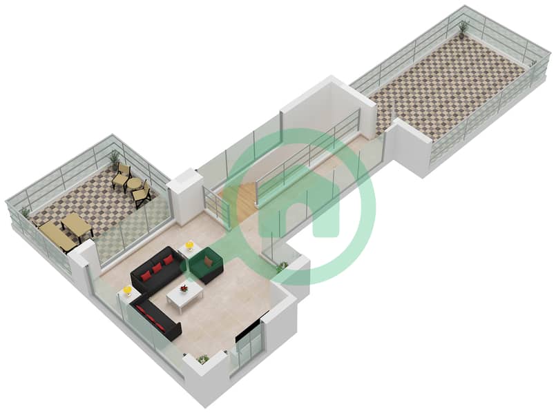 المخططات الطابقية لتصميم النموذج / الوحدة C / UNIT 4BR فیلا 4 غرف نوم - ذا إيكرز Type C Unit 4BR Second Floor interactive3D