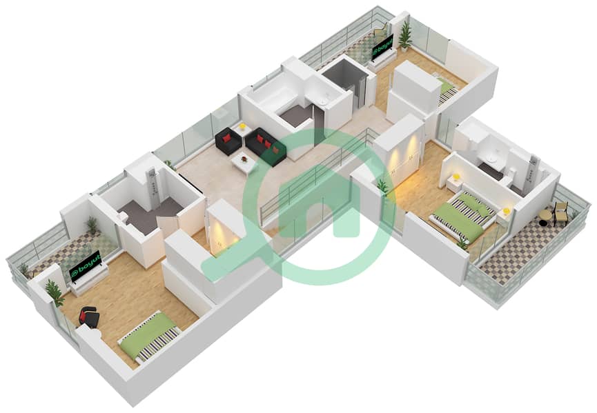 المخططات الطابقية لتصميم النموذج / الوحدة E / UNIT 5BR(M) فیلا 5 غرف نوم - ذا إيكرز Type E Unit 5BR(M) First Floor interactive3D