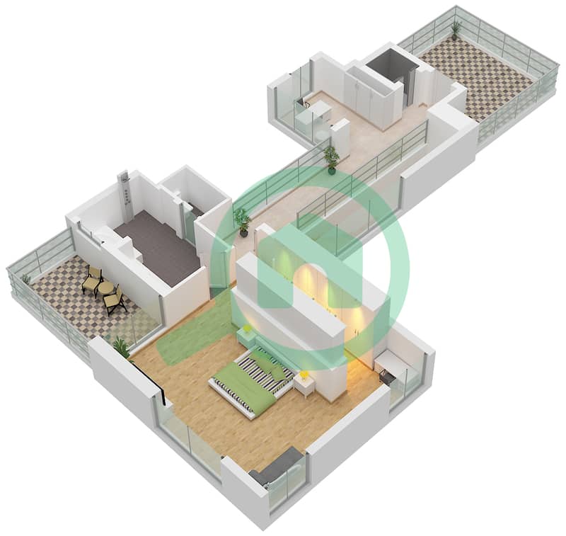 المخططات الطابقية لتصميم النموذج / الوحدة E / UNIT 5BR(M) فیلا 5 غرف نوم - ذا إيكرز Type E Unit 5BR(M) Second Floor interactive3D