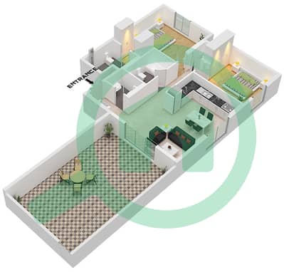 Crystal Residences Tower B - 2 卧室公寓类型／单位2C / UNIT 1 FLOOR 3戶型图