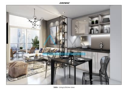 فلیٹ 1 غرفة نوم للبيع في الخليج التجاري، دبي - Zada - Living Room + Kitchen 02. jpg