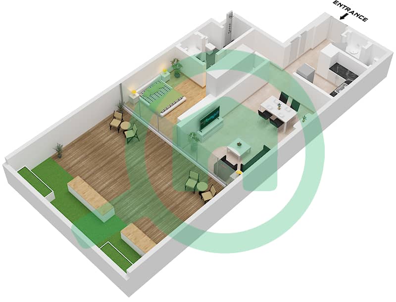 Eden House The Canal - 1 Bedroom Apartment Unit FLOOR GROUND Floor plan Unit 2 Floor Ground interactive3D