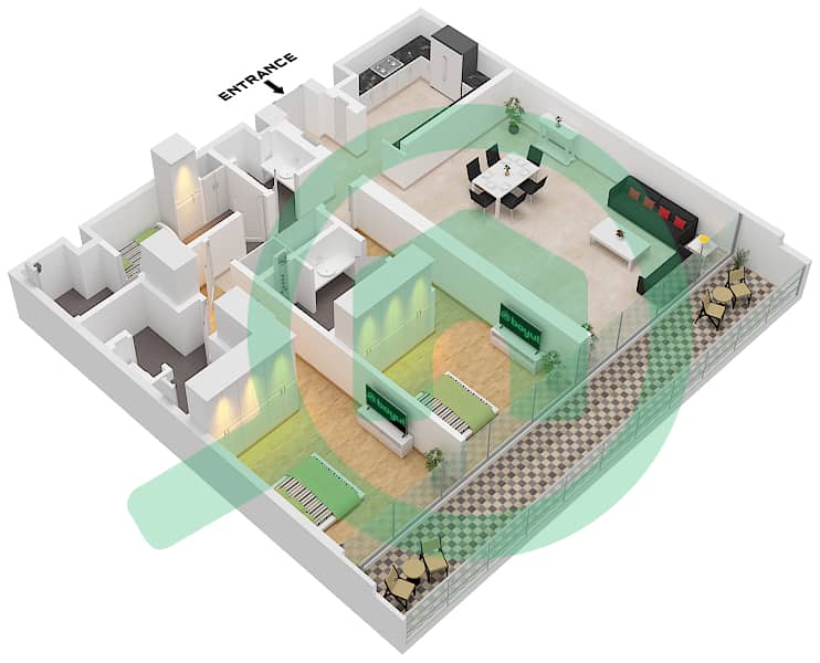 Eden House The Canal - 2 Bedroom Apartment Unit 2 FLOOR GROUND Floor plan Unit 2 Floor Ground interactive3D