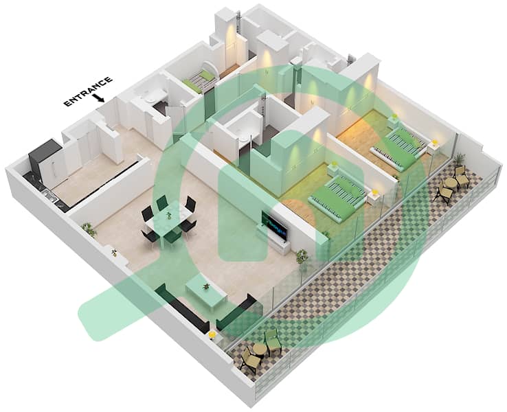 Eden House The Canal - 2 Bedroom Apartment Unit 6 FLOOR GROUND Floor plan Unit 6 Floor Ground interactive3D