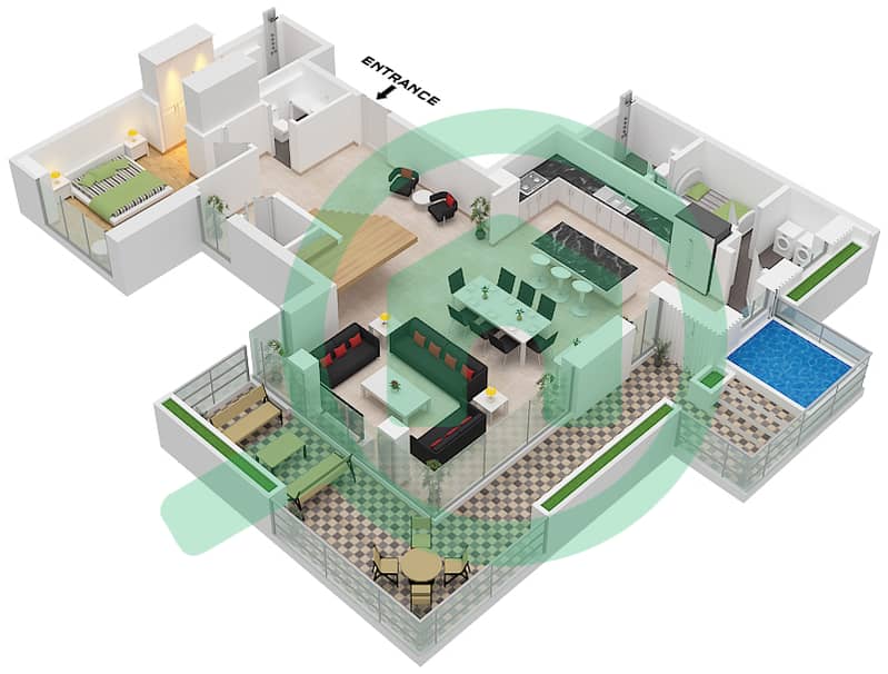 Cilia Building 8 - 3 Bedroom Apartment Type A Floor plan Type A Floor Lower interactive3D