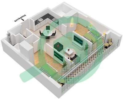 المخططات الطابقية لتصميم النموذج B شقة 2 غرفة نوم - أيكون سيتي تاور C