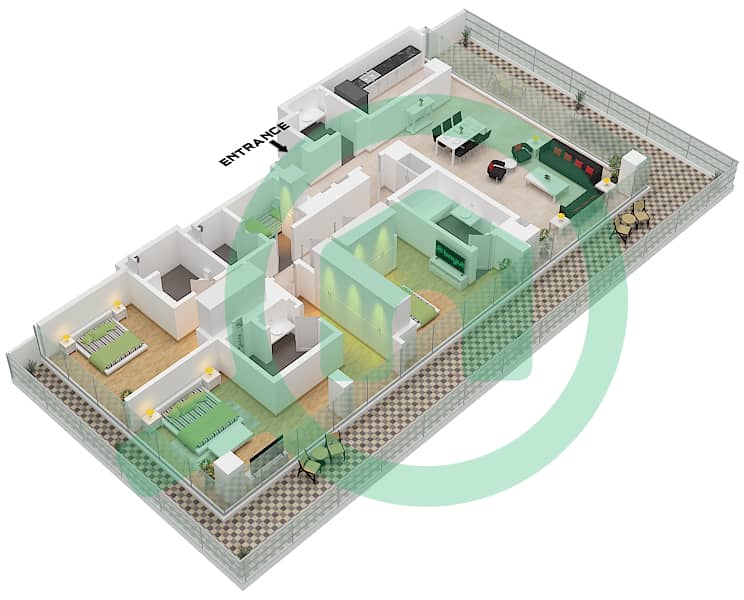 Eden House The Canal - 3 Bedroom Apartment Unit 13 FLOOR 5 Floor plan Unit 13 Floor 5 interactive3D