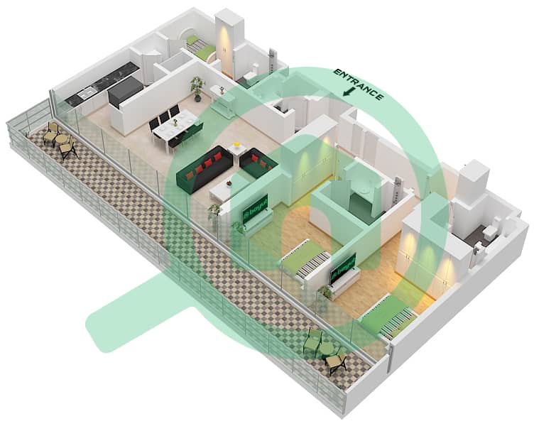 Eden House The Canal - 2 Bedroom Apartment Unit 11 FLOOR 5 Floor plan Unit 11 Floor 5 interactive3D