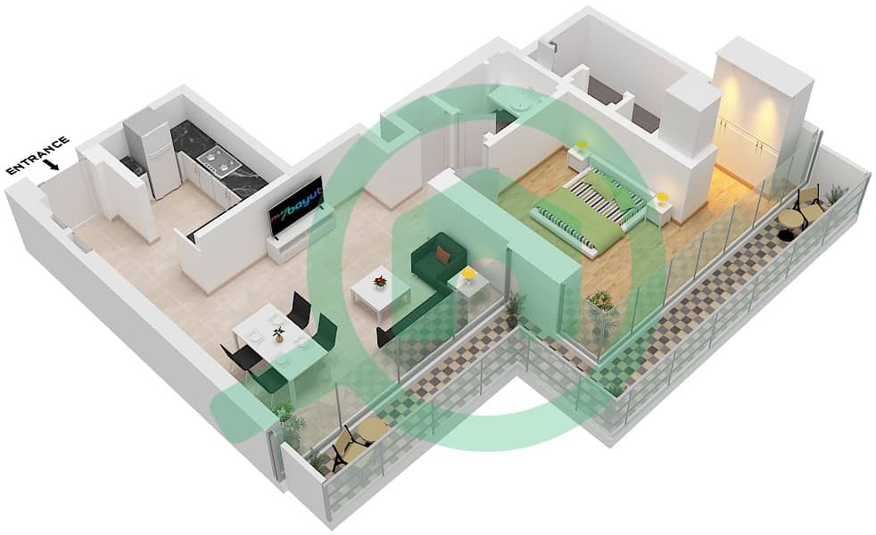 Eden House The Canal - 1 Bedroom Apartment Unit 12 FLOOR 5 Floor plan Unit 12 Floor 5 interactive3D