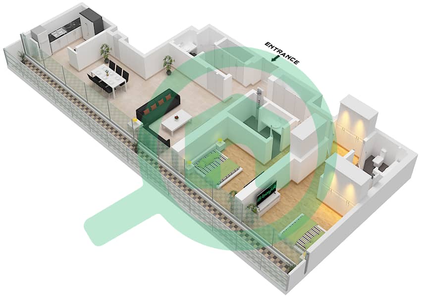 Eden House The Canal - 2 Bedroom Apartment Unit 9 FLOOR 5 Floor plan Unit 9 Floor 5 interactive3D