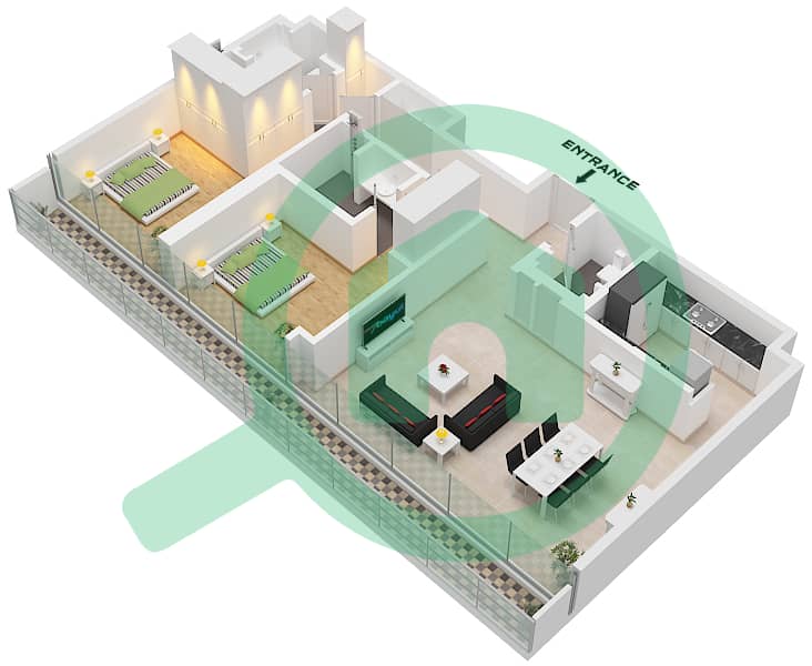 Eden House The Canal - 2 Bedroom Apartment Unit 8 FLOOR 5 Floor plan Unit 8 Floor 5 interactive3D