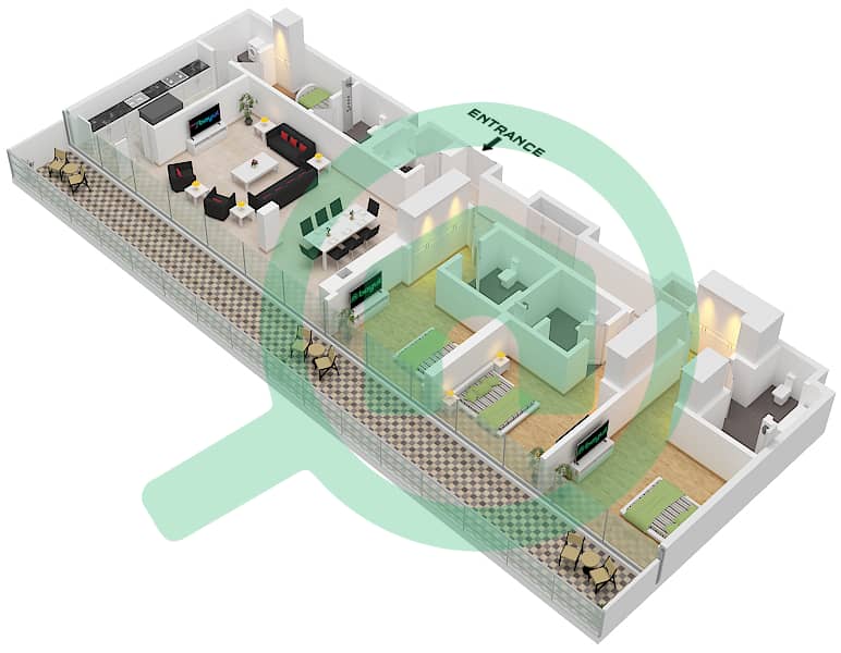Eden House The Canal - 3 Bedroom Apartment Unit 7 FLOOR 5 Floor plan Unit 7 Floor 5 interactive3D
