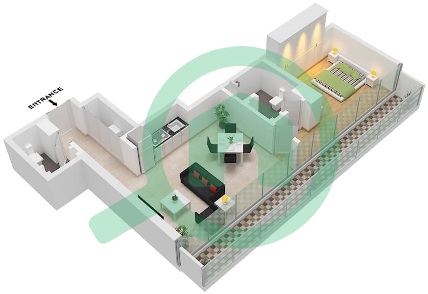 Eden House The Canal - 1 Bedroom Apartment Unit 6 FLOOR 5 Floor plan Unit 6 Floor 5 interactive3D