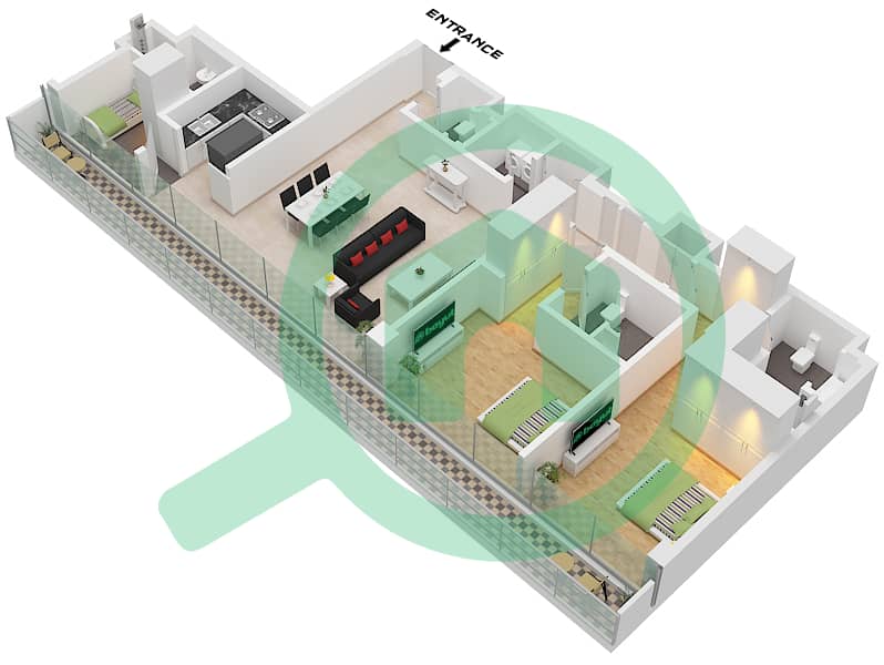 Eden House The Canal - 2 Bedroom Apartment Unit 3 FLOOR 5 Floor plan Unit 3 Floor 5 interactive3D