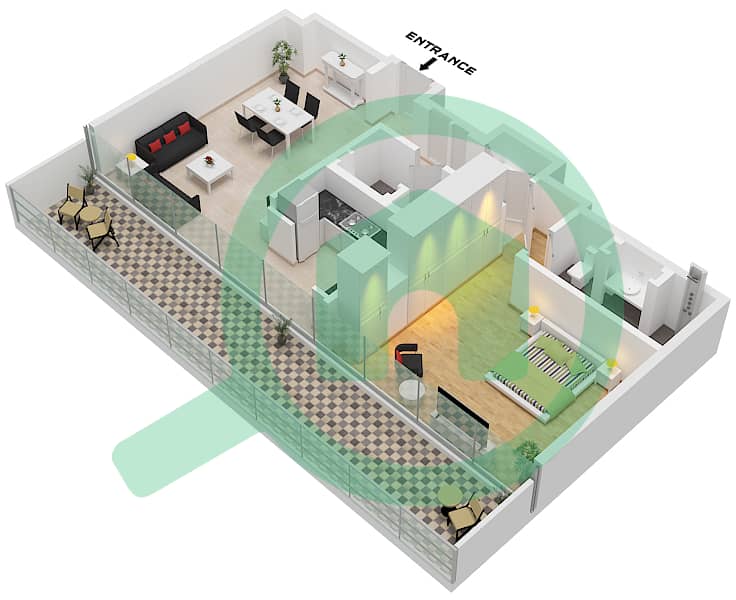 Eden House The Canal - 1 Bedroom Apartment Unit 2 FLOOR 5 Floor plan Unit 2 Floor 5 interactive3D