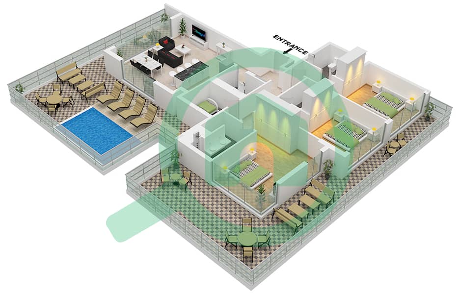 Serene Gardens 2 - 3 Bedroom Apartment Type 1 Floor plan Type 1 interactive3D