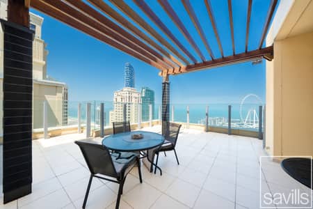 4 Bedroom Penthouse for Sale in Jumeirah Beach Residence (JBR), Dubai - Sea and Palm Views | Terraced Penthouse | Vacant