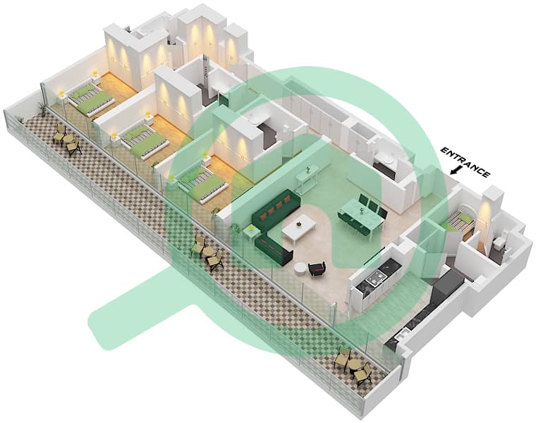 Eden House The Canal - 3 Bedroom Apartment Unit 11 FLOOR 4 Floor plan Unit 11 Floor 4 interactive3D