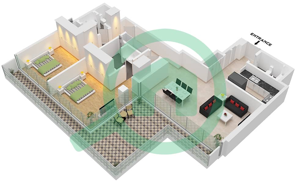 Eden House The Canal - 2 Bedroom Apartment Unit 6 FLOOR 4 Floor plan Unit 6 Floor 4 interactive3D