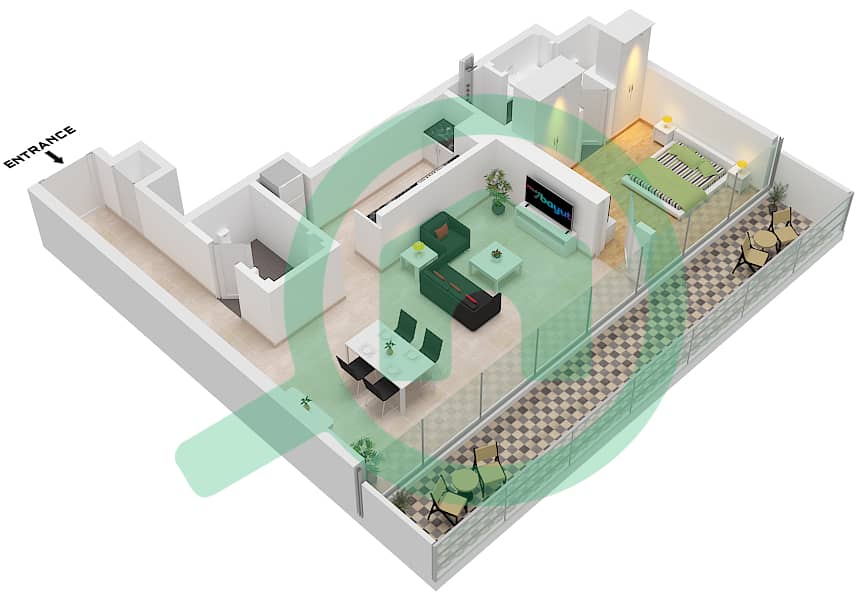 Eden House The Canal - 1 Bedroom Apartment Unit 10 FLOOR 3 Floor plan Unit 10 Floor 3 interactive3D