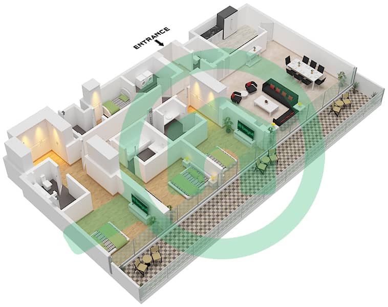 Eden House The Canal - 3 Bedroom Apartment Unit 9 FLOOR 3 Floor plan Unit 9 Floor 3 interactive3D