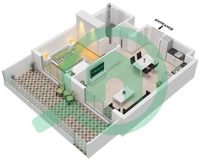 Vida Residences Club Point - Апартамент 1 Спальня планировка Тип/мера 1D / UNIT 01 FLOOR GROUND
