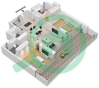 Sobha Seahaven Tower B - 2 Bedroom Apartment Type/unit G / UNIT 03 FLOOR 34-41 Floor plan