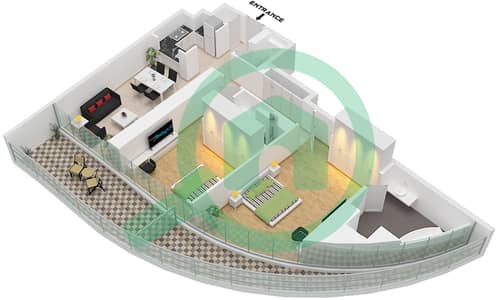 المخططات الطابقية لتصميم النموذج 01 شقة 2 غرفة نوم - بن غاطي اكوارايز