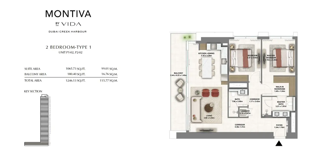 2 BR floor plan