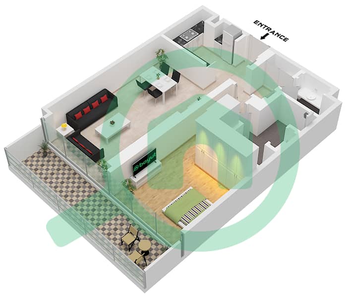 Eden House The Canal - 1 Bedroom Apartment Unit 5 FLOOR 3 Floor plan Unit 5 Floor 3 interactive3D