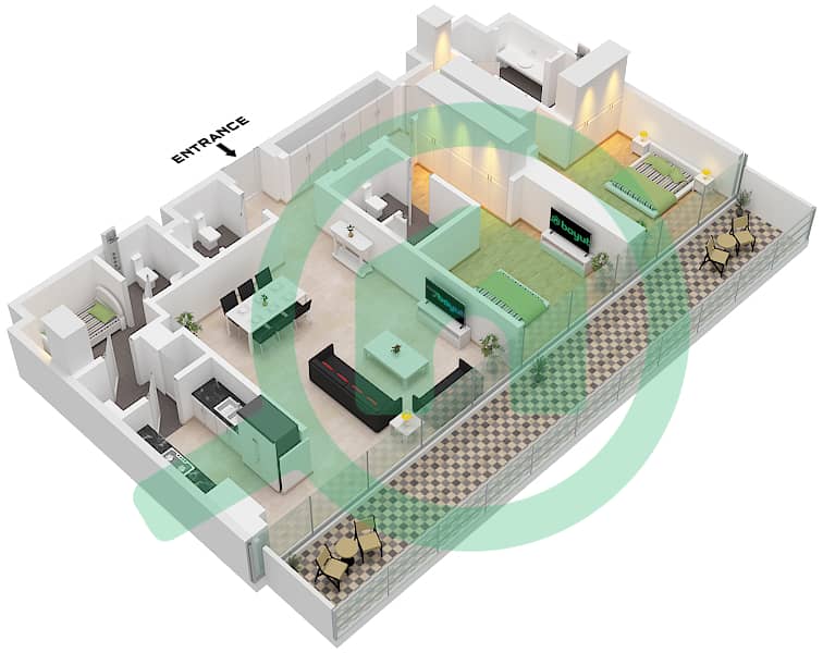 Eden House The Canal - 2 Bedroom Apartment Unit 4 FLOOR 3 Floor plan Unit 4 Floor 3 interactive3D