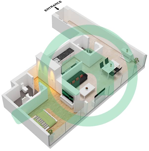 Eden House The Canal - 1 Bedroom Apartment Unit 3 FLOOR 3 Floor plan Unit 3 Floor 3 interactive3D