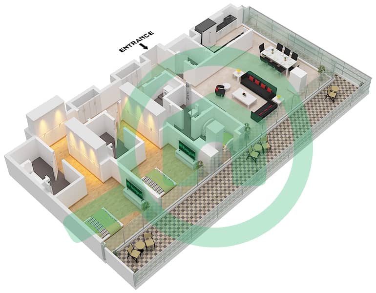 Eden House The Canal - 2 Bedroom Apartment Unit 2 FLOOR 3 Floor plan Unit 2 Floor 3 interactive3D