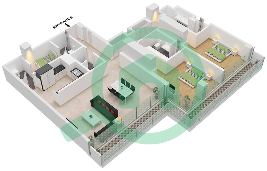 Eden House The Canal - 2 Bedroom Apartment Unit 16 FLOOR 2 Floor plan Unit 16 Floor 2 interactive3D