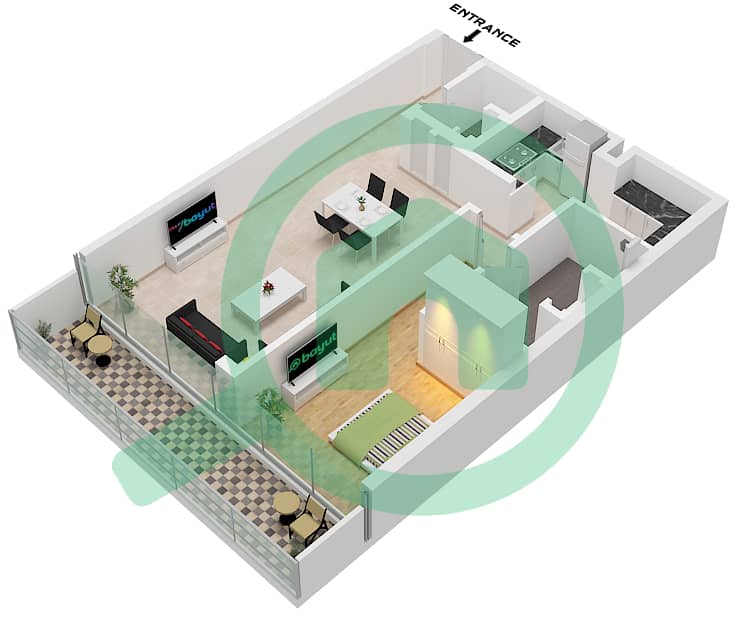 Eden House The Canal - 1 Bedroom Apartment Unit 14 FLOOR 2 Floor plan Unit 14 Floor 2 interactive3D