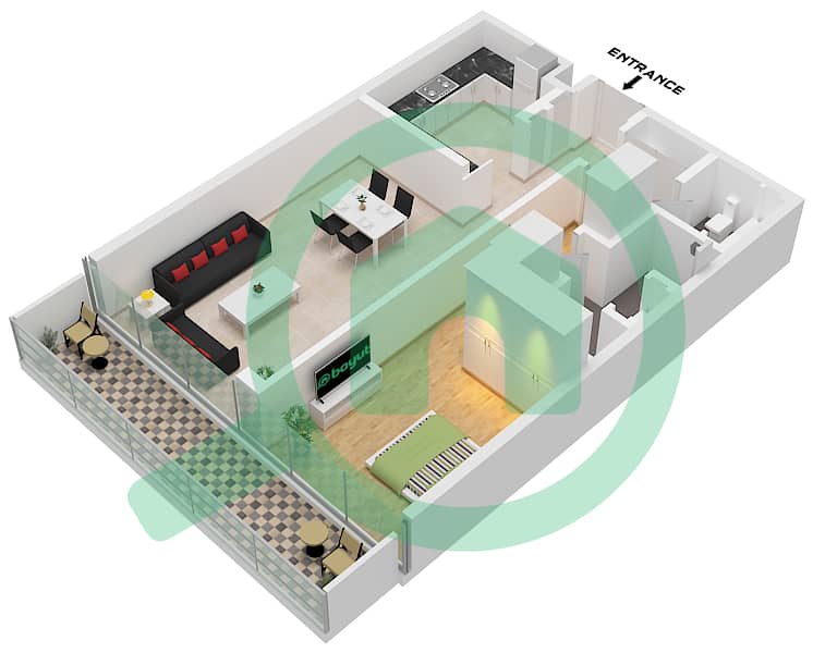 Eden House The Canal - 1 Bedroom Apartment Unit 13 FLOOR 2 Floor plan Unit 13 Floor 2 interactive3D