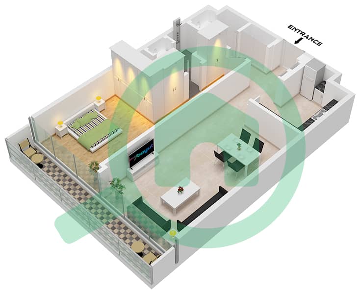 Eden House The Canal - 1 Bedroom Apartment Unit 12 FLOOR 2 Floor plan Unit 12 Floor 2 interactive3D