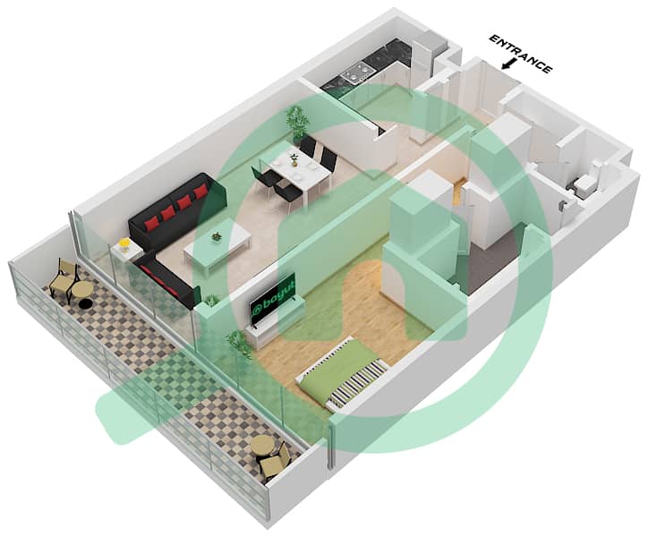 Eden House The Canal - 1 Bedroom Apartment Unit 8 FLOOR 2 Floor plan Unit 8 Floor 2 interactive3D