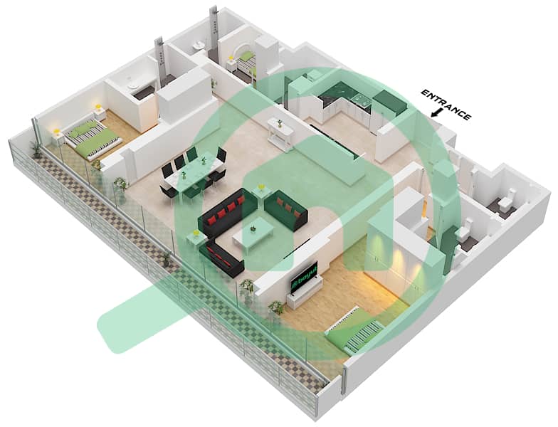Eden House The Canal - 2 Bedroom Apartment Unit 5 FLOOR 2 Floor plan Unit 5 Floor 2 interactive3D