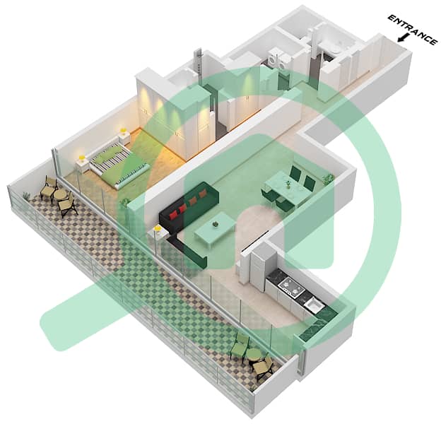 Eden House The Canal - 1 Bedroom Apartment Unit 14 FLOOR 1 Floor plan Unit 14 Floor 1 interactive3D