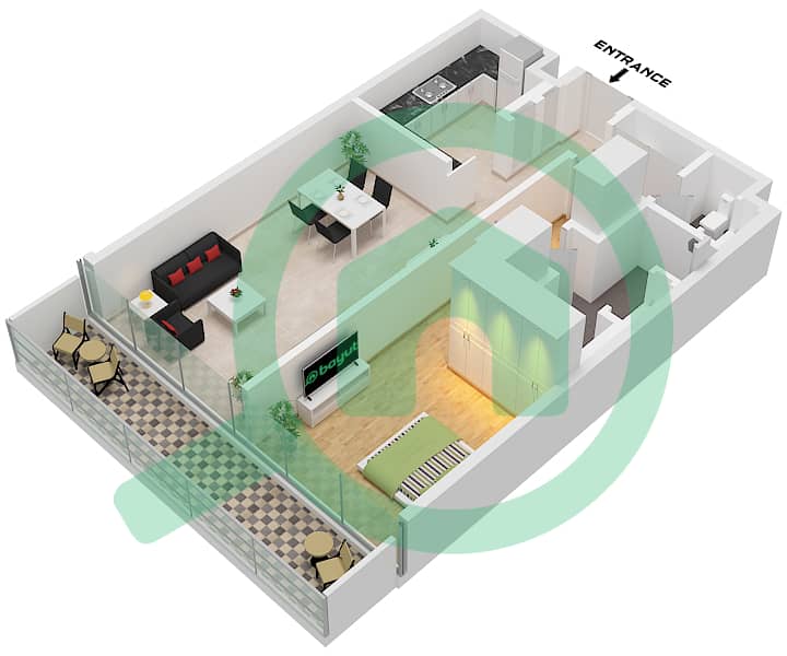 Eden House The Canal - 1 Bedroom Apartment Unit 7 FLOOR 1 Floor plan Unit 7 Floor 1 interactive3D