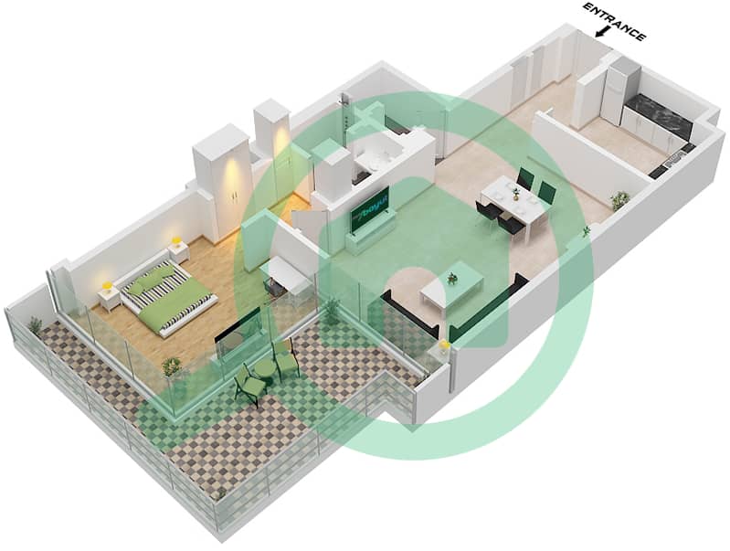 Eden House The Canal - 1 Bedroom Apartment Unit 6 FLOOR 1 Floor plan Unit 6 Floor 1 interactive3D