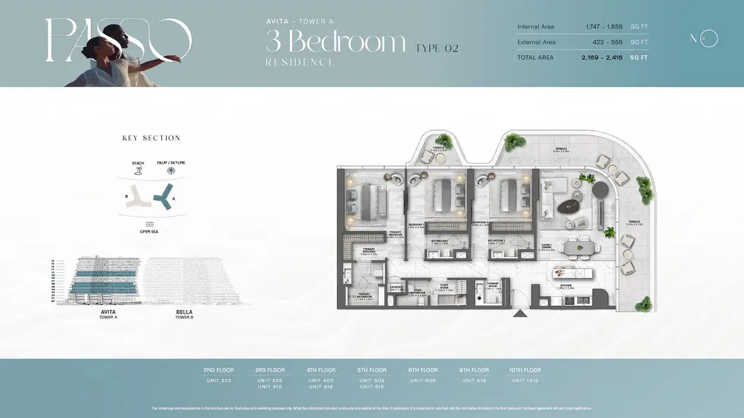 3 BR floor plan