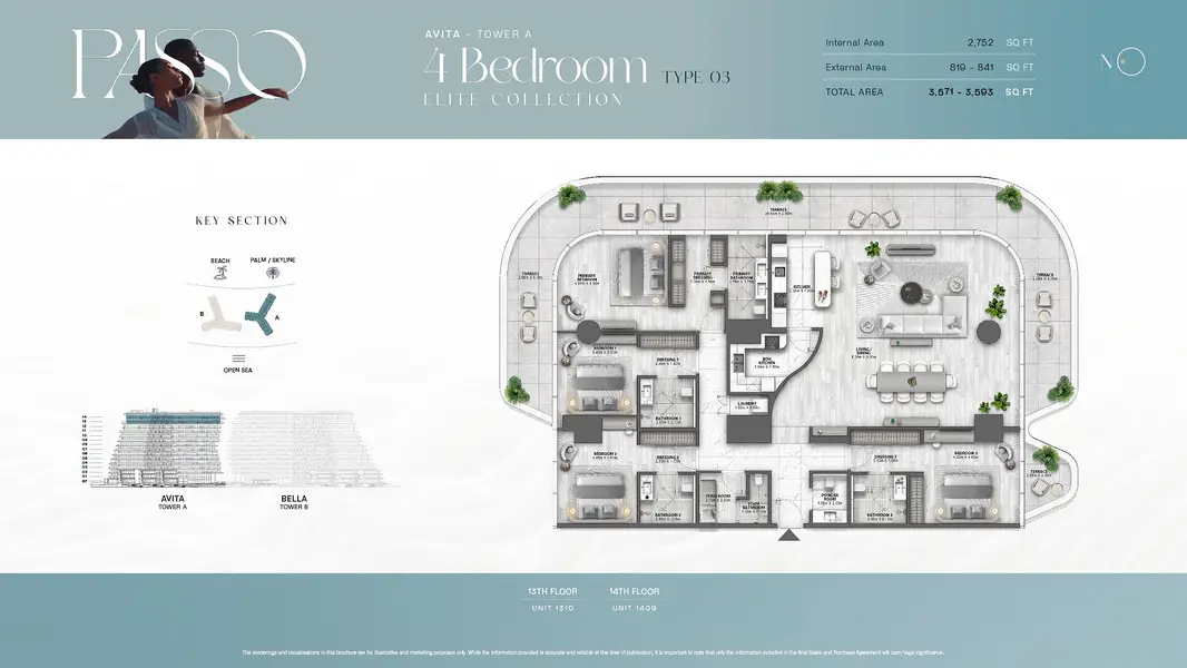 4 BR floor plan