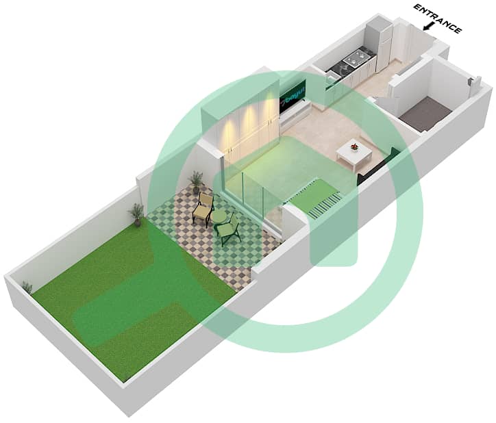 One by Nine - 单身公寓类型／单位A / UNTI 1 FLOOR 1戶型图 Type A Unti 1 Floor 1 interactive3D