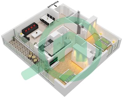 One by Nine - Апартамент 2 Cпальни планировка Тип/мера A / UNIT 2-3 FLOOR 2-5 One by Nine - Апартамент 2 Cпальни планировка Тип/мера A / UNIT 2-3 FLOOR 2-5