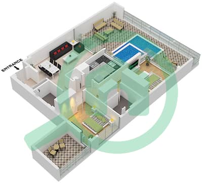 One by Nine - Апартамент 2 Cпальни планировка Тип/мера P1 / UNIT 1 FLOOR 6 One by Nine - Апартамент 2 Cпальни планировка Тип/мера P1 / UNIT 1 FLOOR 6