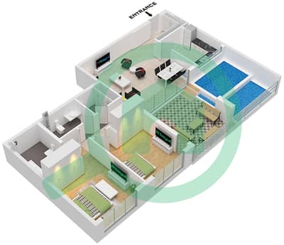 One by Nine - Апартамент 2 Cпальни планировка Тип/мера P3 / UNIT 3 FLOOR 6 One by Nine - Апартамент 2 Cпальни планировка Тип/мера P3 / UNIT 3 FLOOR 6