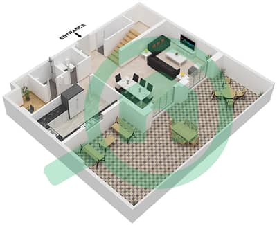 水晶公寓 - 3 卧室联排别墅类型／单位3TH-3 / UNIT 7 FLOOR 1,2戶型图